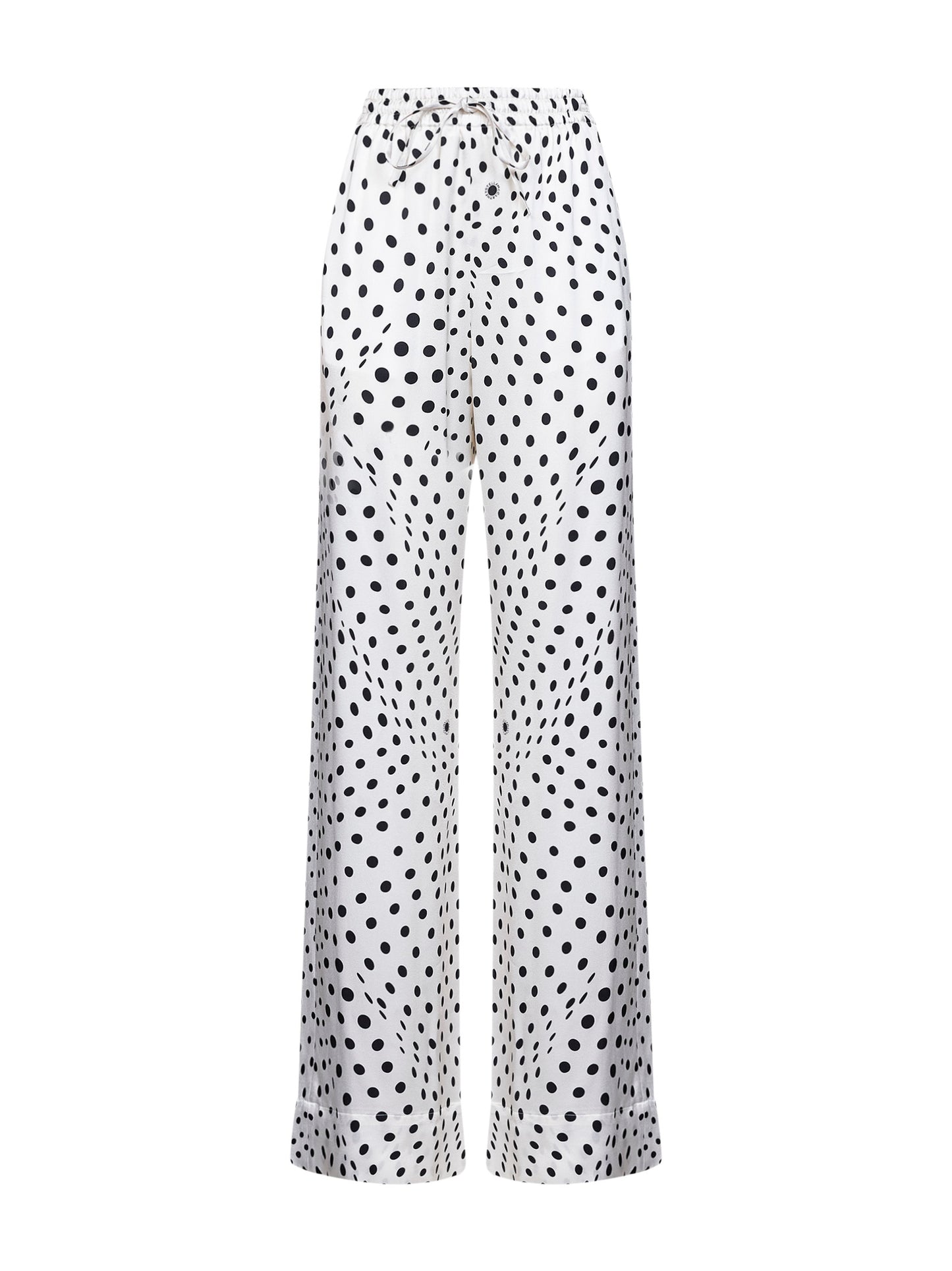 Pantaloni oversize in viscosa pois bianco e nero