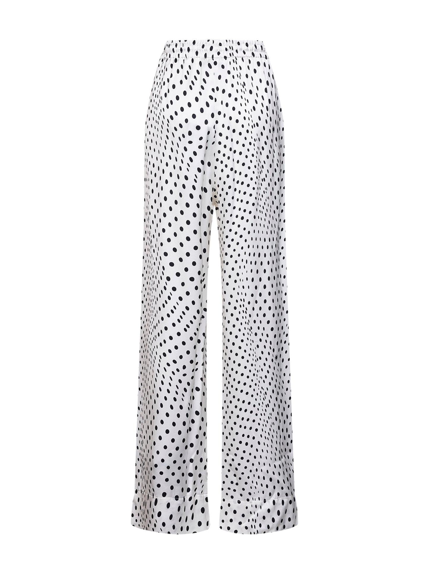 Pantaloni oversize in viscosa pois bianco e nero