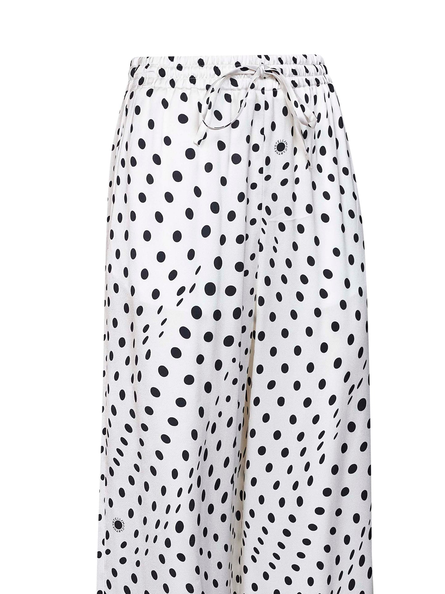 Pantaloni oversize in viscosa pois bianco e nero