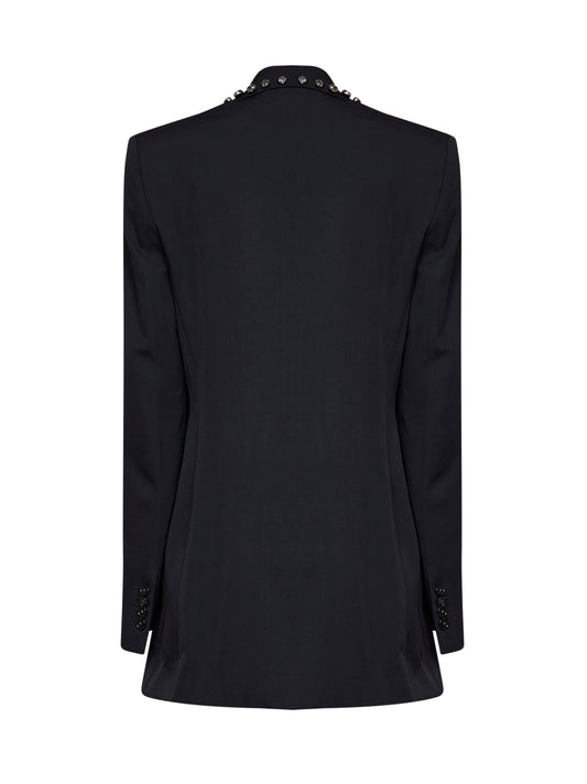Black wool embellished blazer