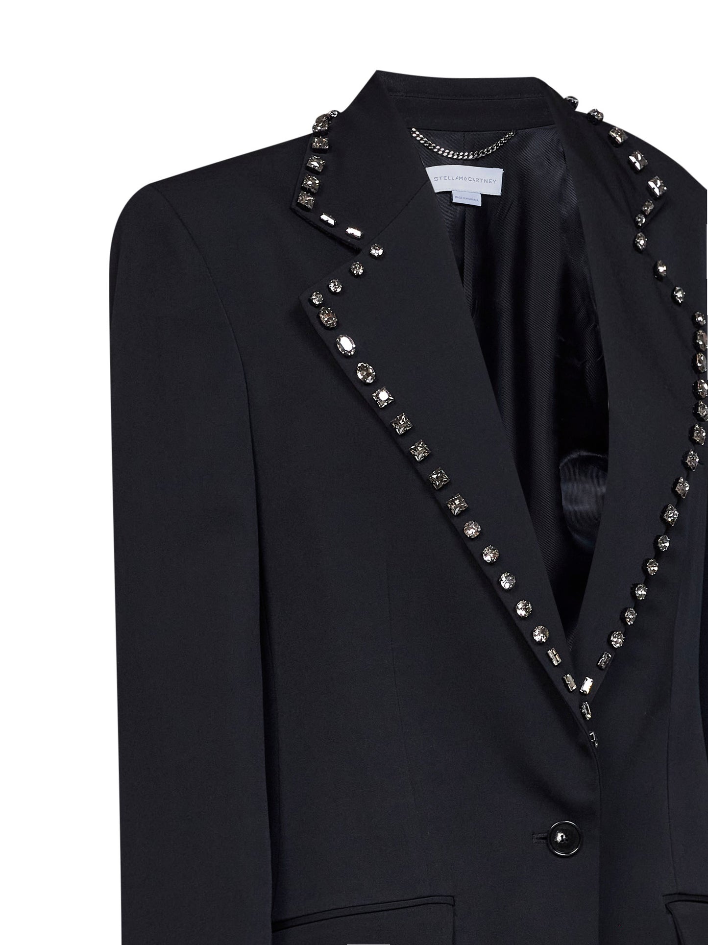 Black wool embellished blazer