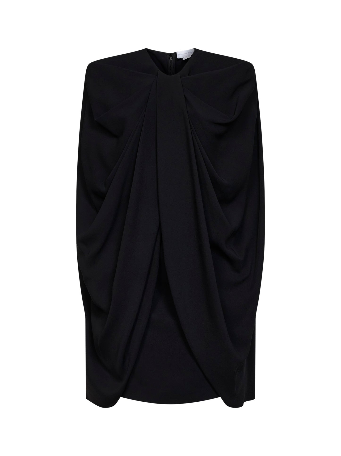 Black stretch viscose cape mini dress