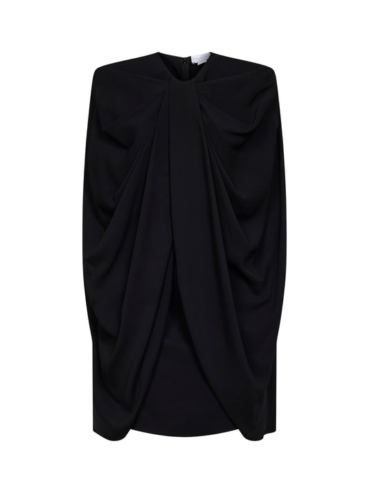 Miniabito a mantella in viscosa stretch nera<BR/>