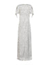 Black and white polka dot satin asymmetric long dress