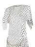 Black and white polka dot satin asymmetric long dress
