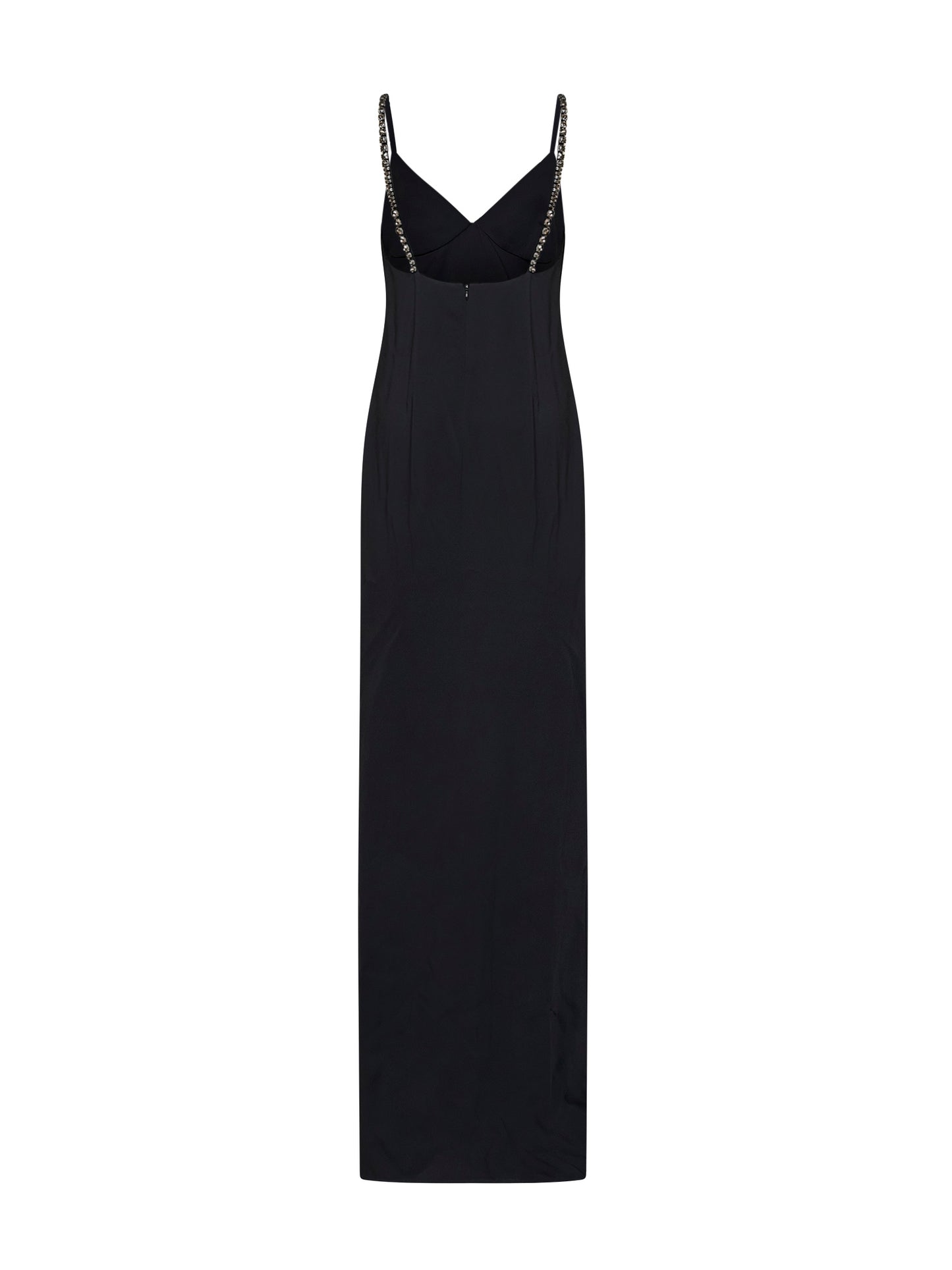 Black stretch viscose embellished evening dress