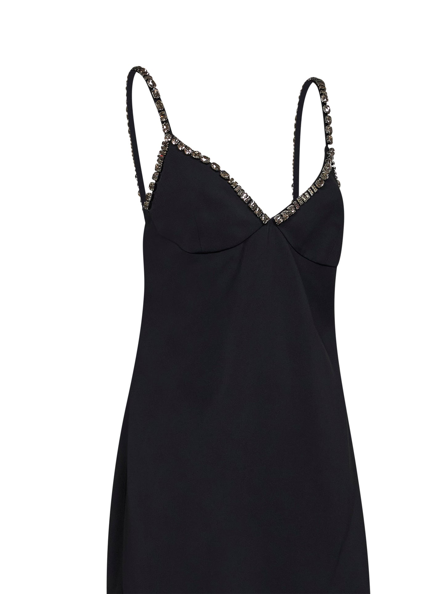 Black stretch viscose embellished evening dress