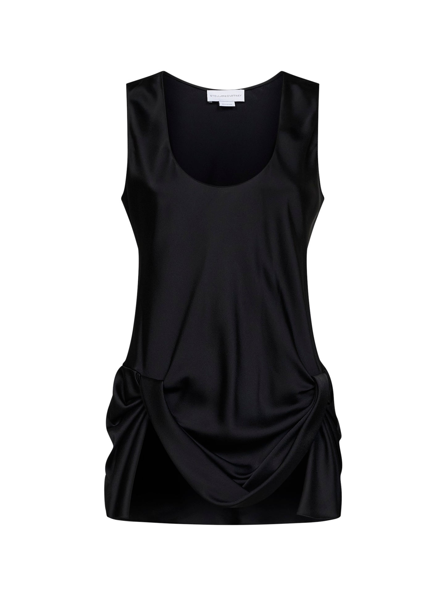 Black satin draped top