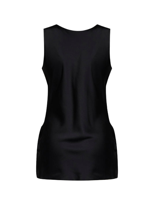 Top drappeggiato in raso nero