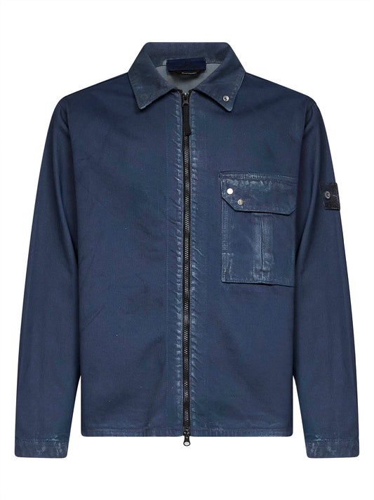 Blue cotton denim shirt