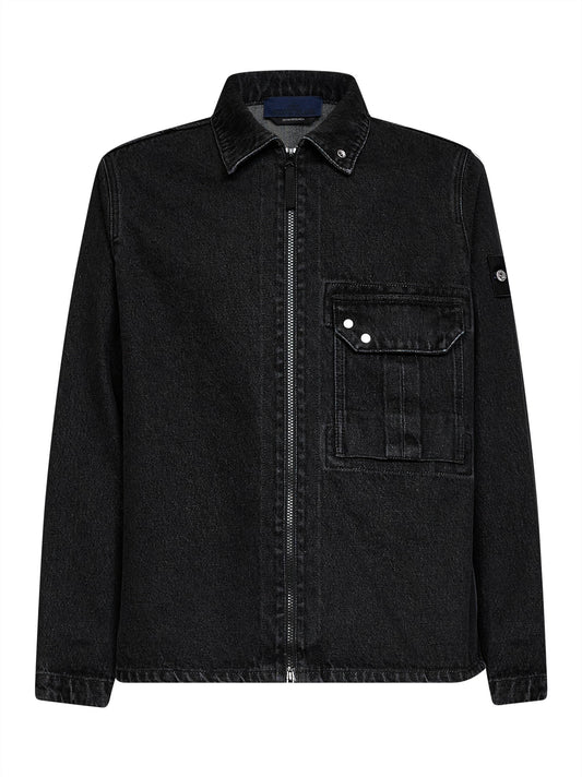 Black cotton denim shirt