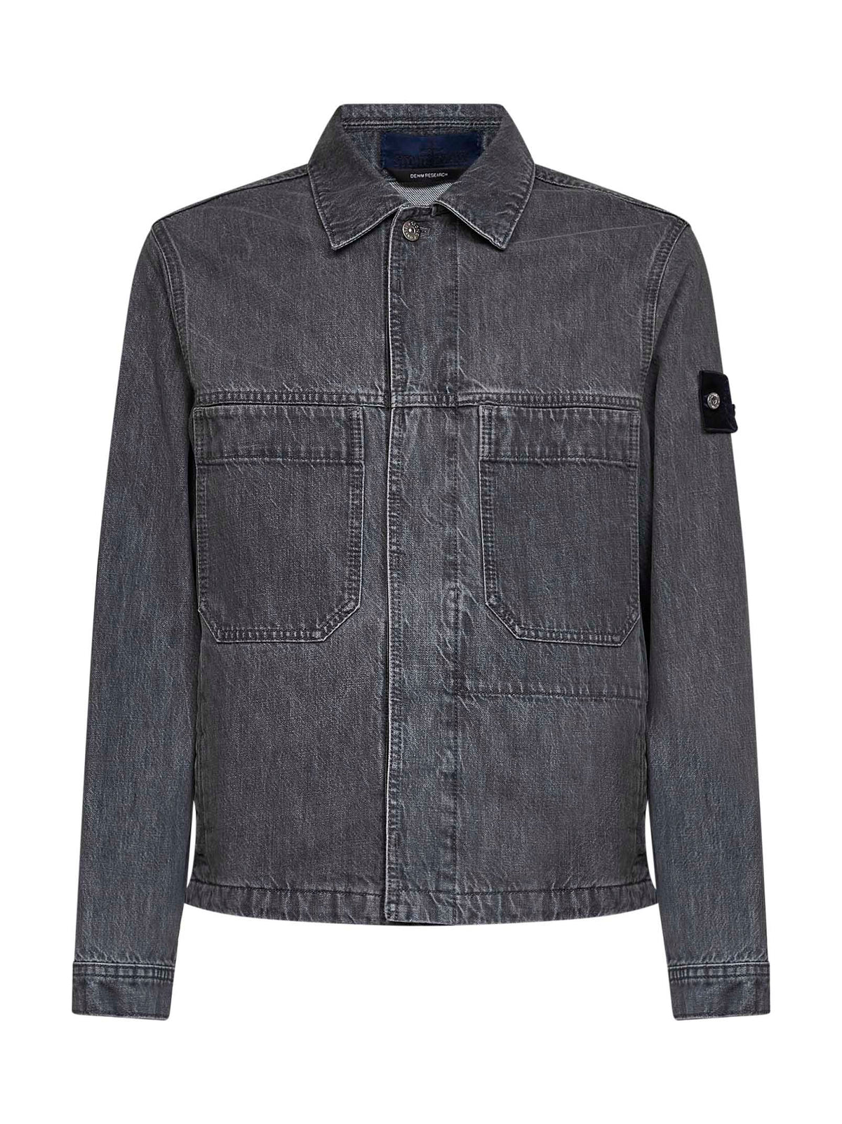 Grey cotton denim coach jacket