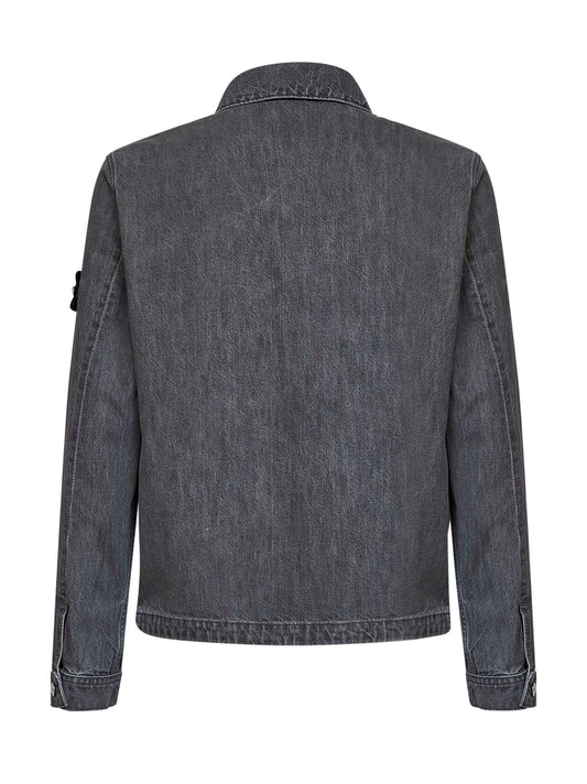 Grey cotton denim coach jacket