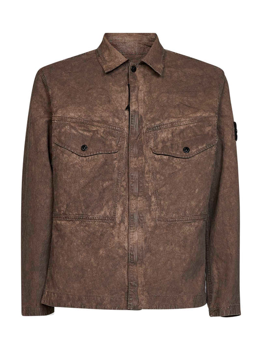 Overshirt in velluto a costine piombo