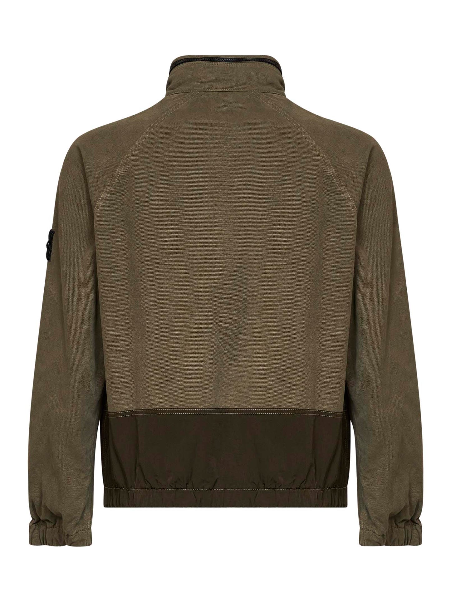 Overshirt in cotone Panama organico e nylon verde militare