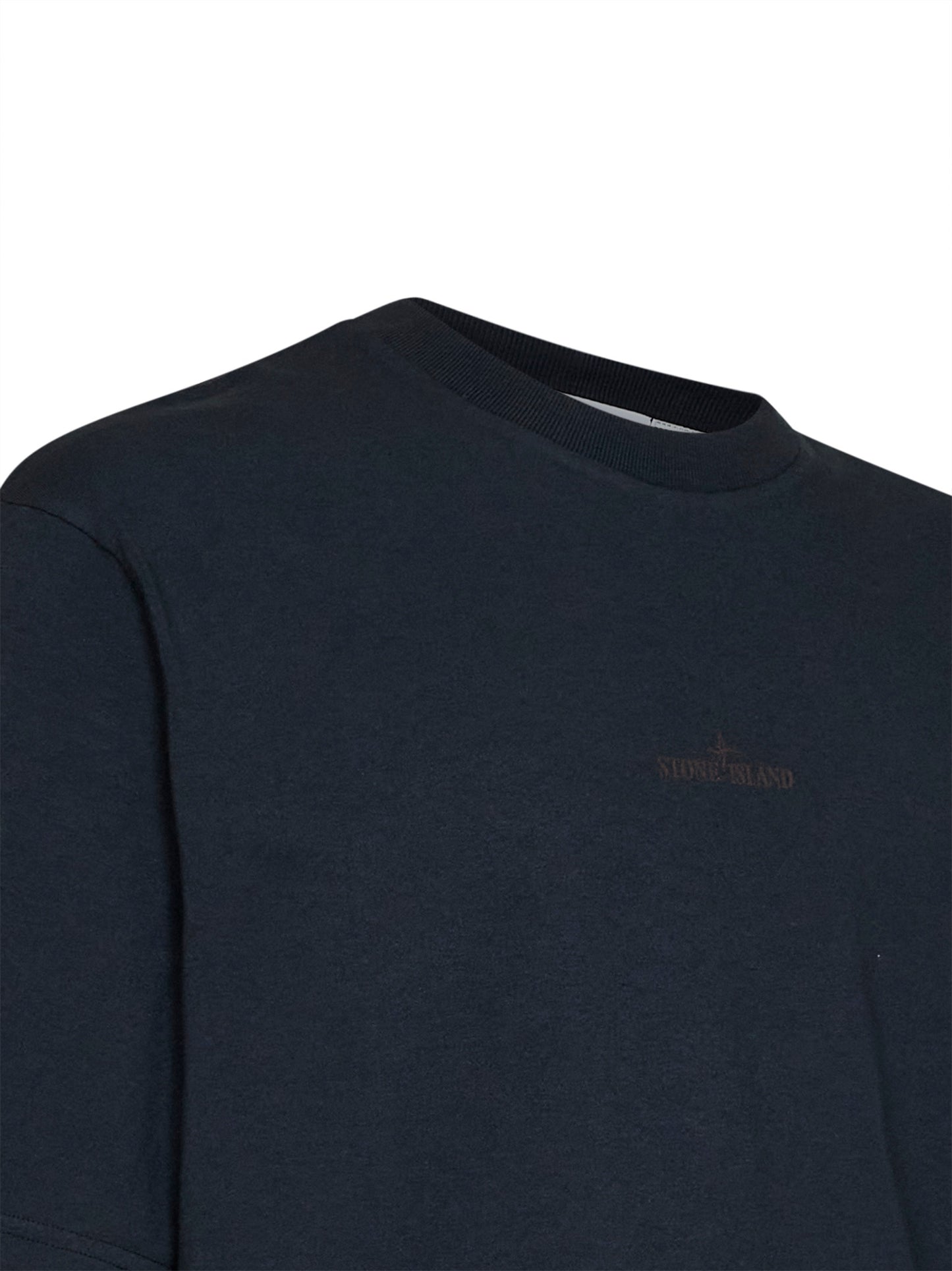 Blue organic cotton jersey printed T-shirt