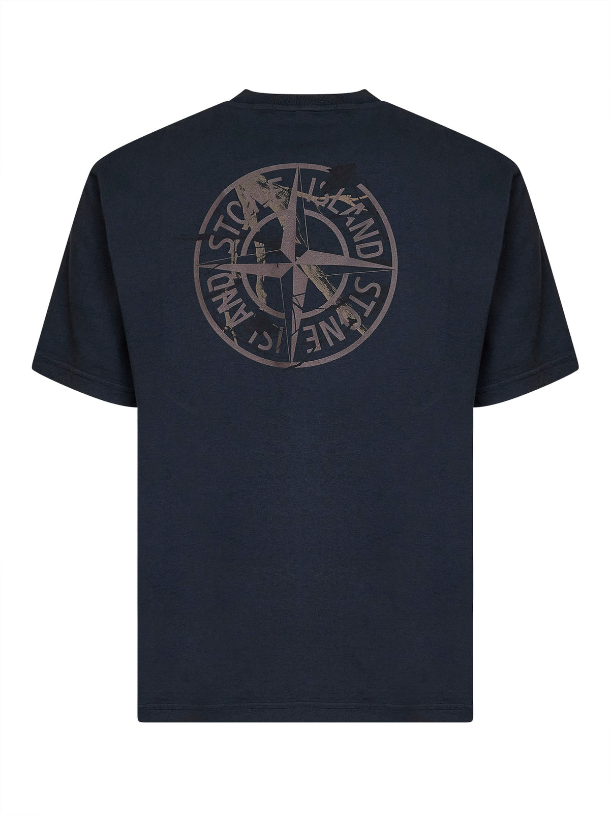 Blue organic cotton jersey printed T-shirt