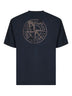 Blue organic cotton jersey printed T-shirt