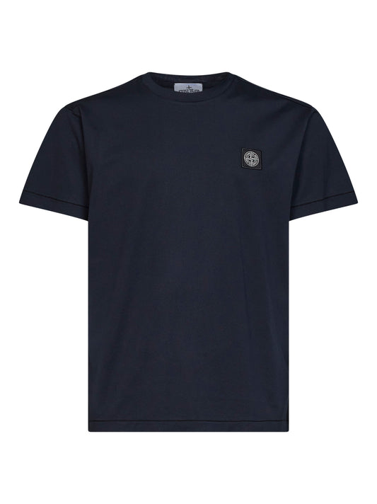 Navy blue 60/2 cotton jersey slim-fit T-shirt