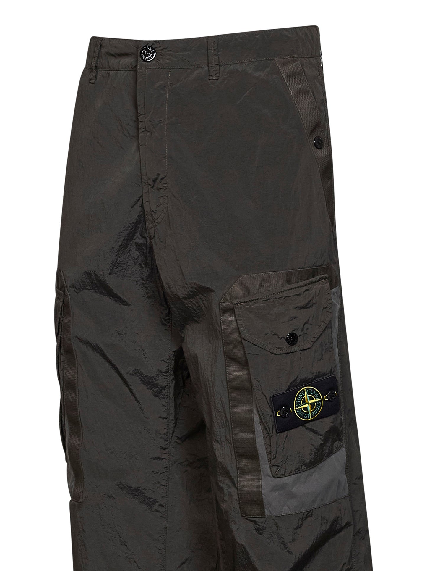 Coal grey Metal Nylon cargo trousers