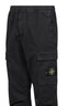 Black organic stretch broken twill cargo trousers