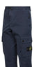 Blue organic stretch broken twill cargo trousers