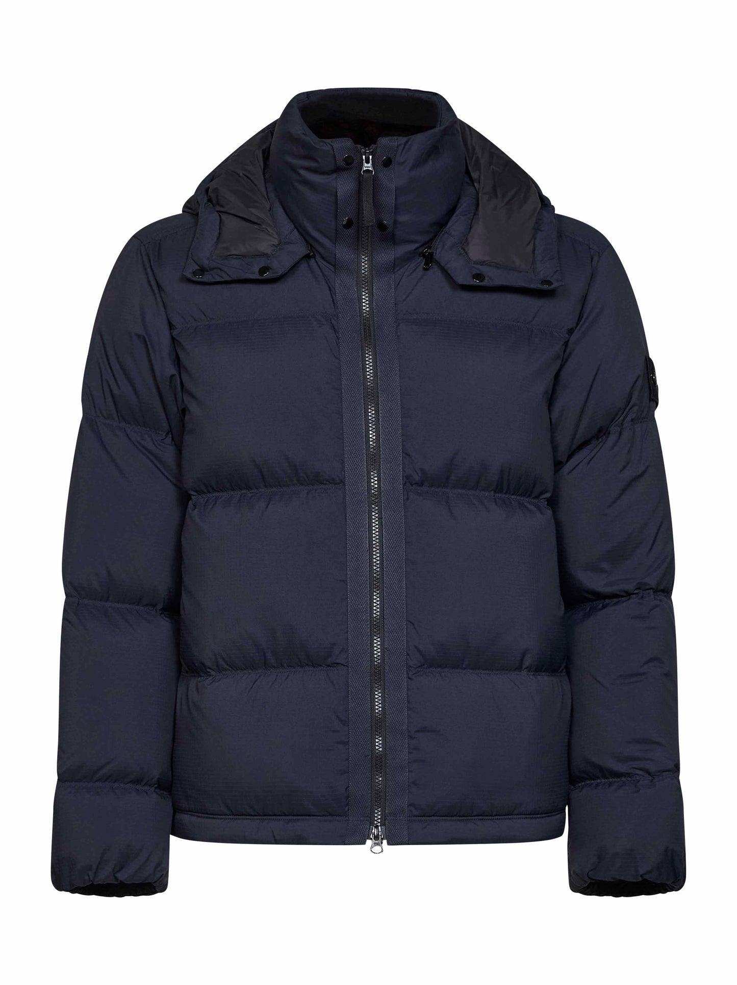 Navy blue CORDURA Advanced Fabrics 6.6 ripstop nylon hooded down jacket