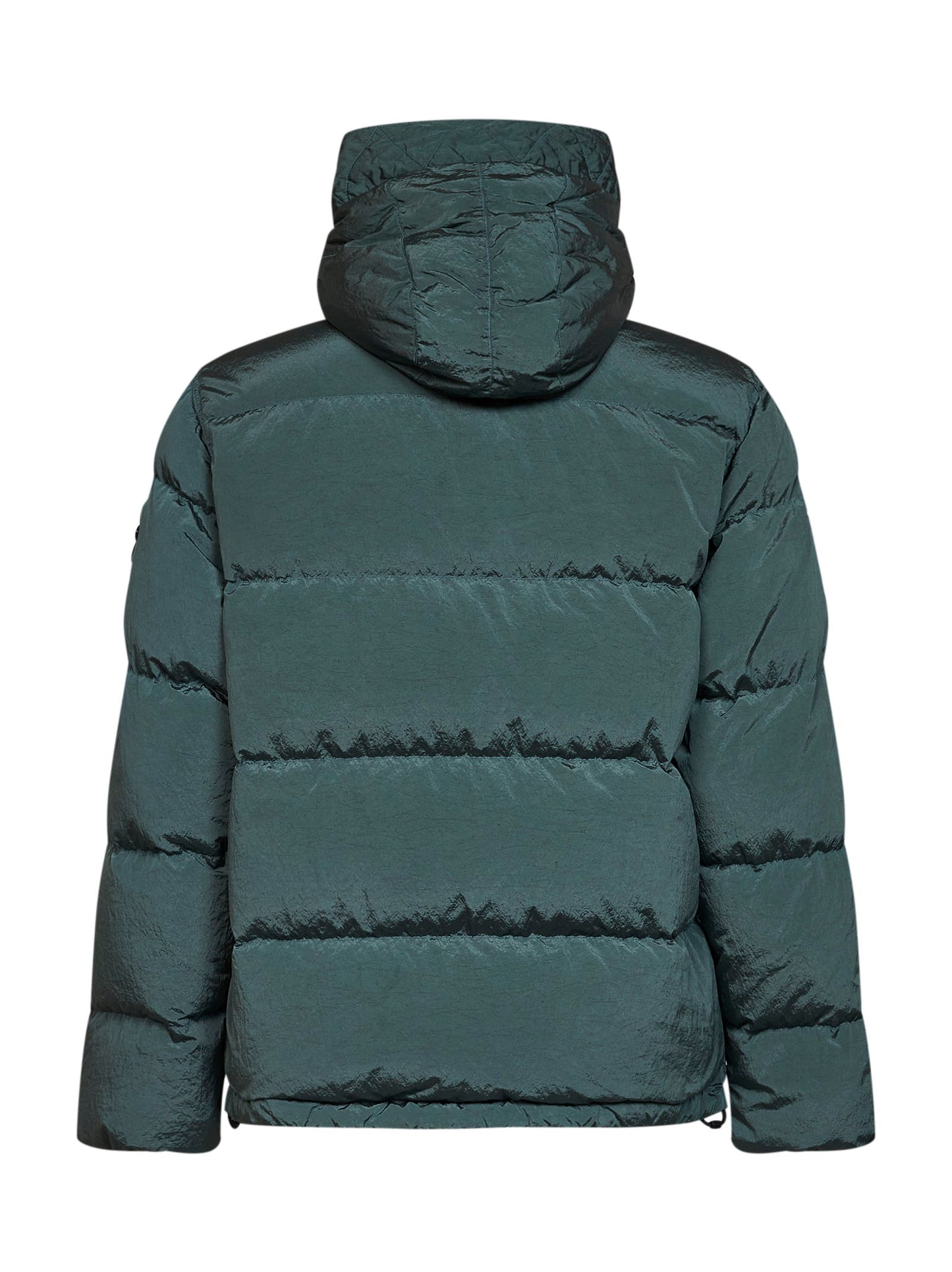 Ocean green Nylon Metal hooded down jacket