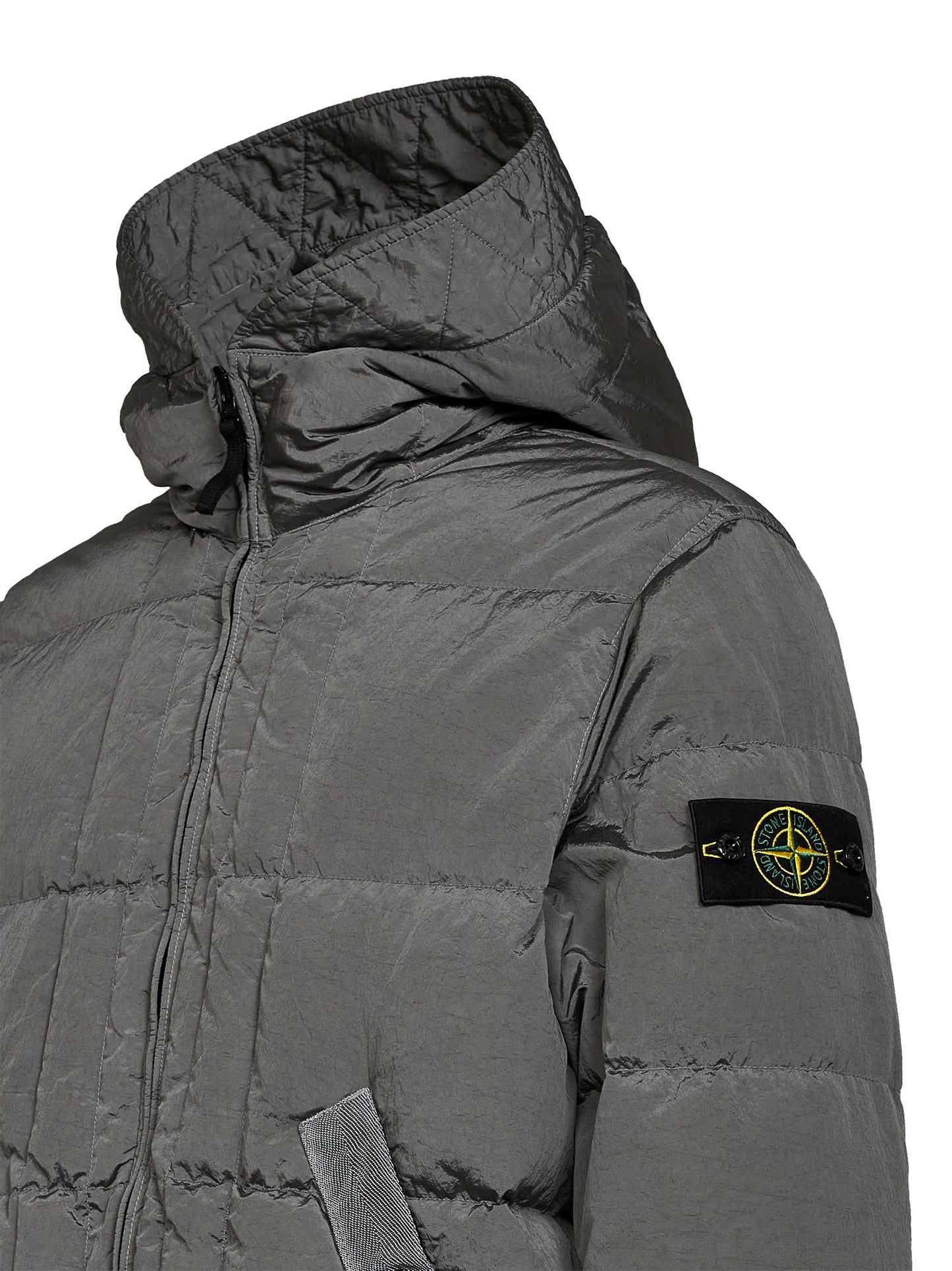Piumino con cappuccio in Nylon Metal grigio