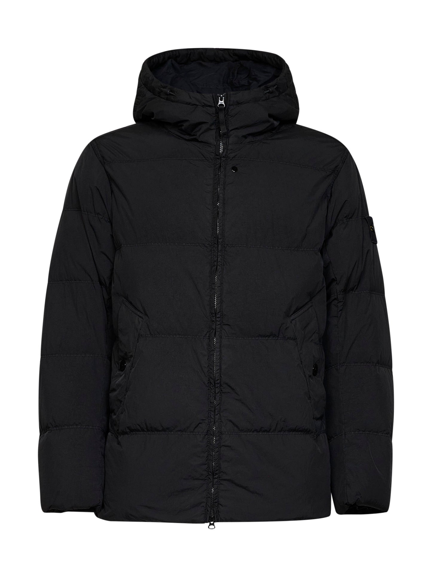 Piumino con cappuccio in Crinkle Reps NY nero