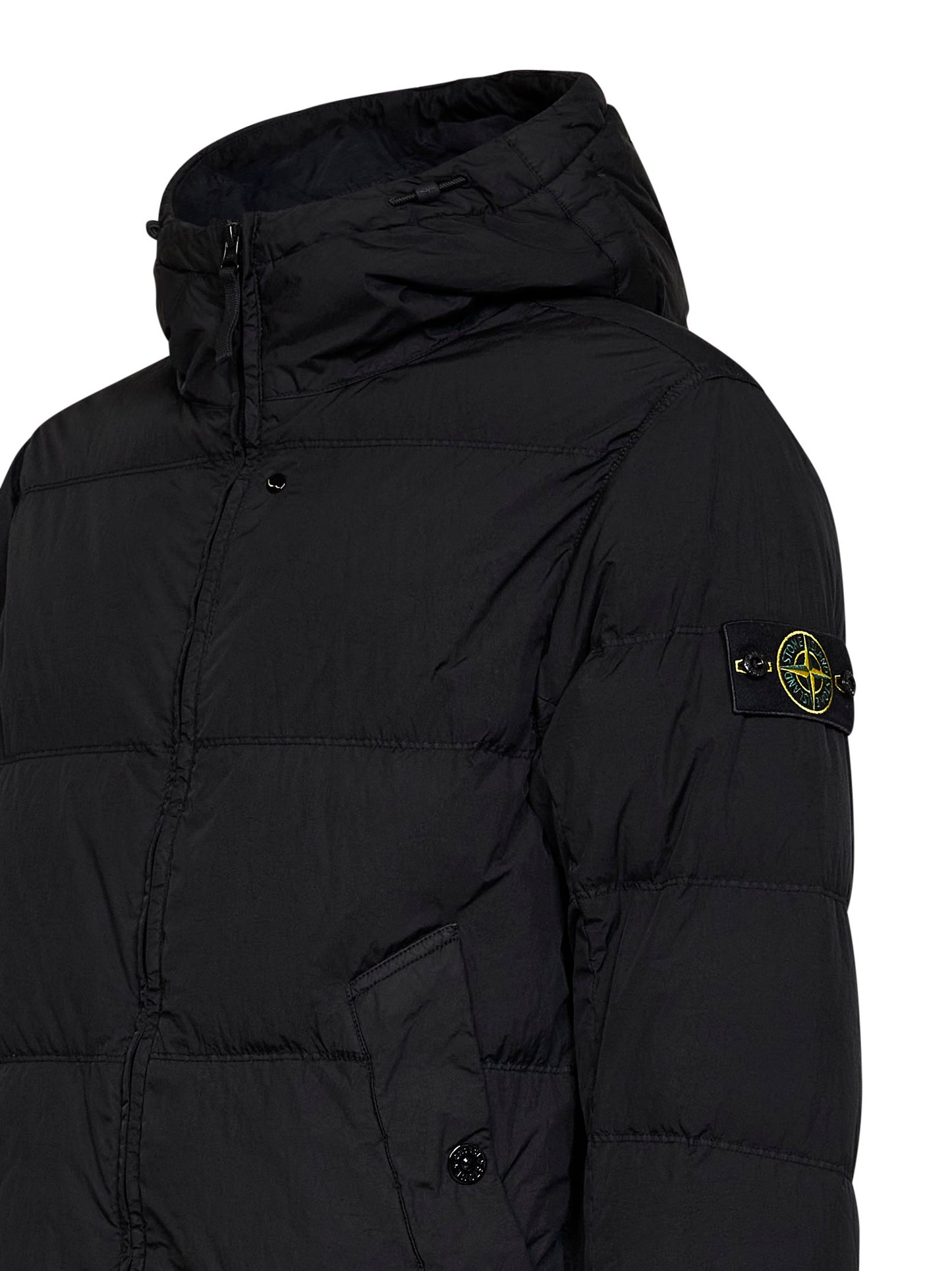 Piumino con cappuccio in Crinkle Reps NY nero