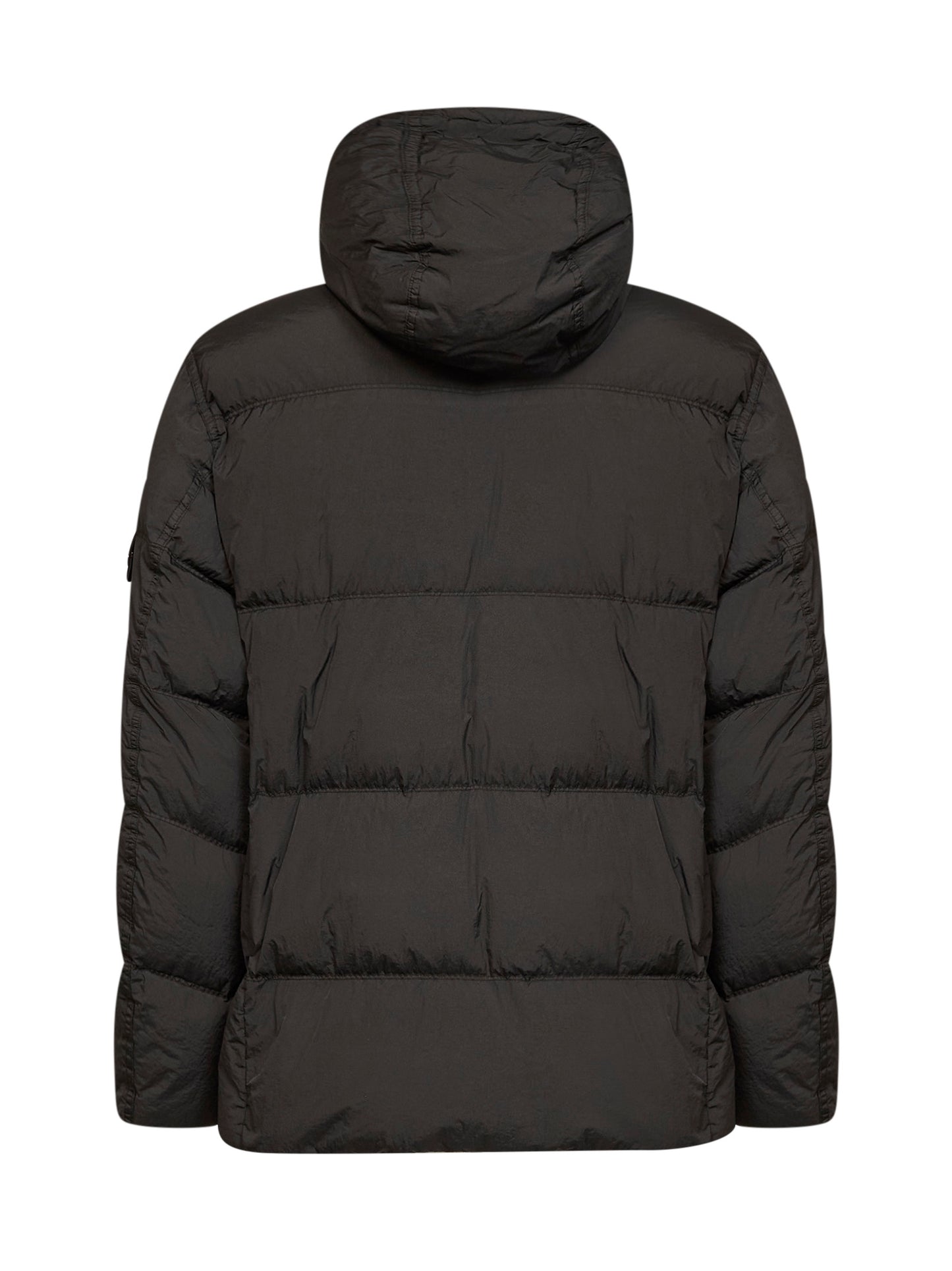 Piumino con cappuccio in Crinkle Reps NY piombo