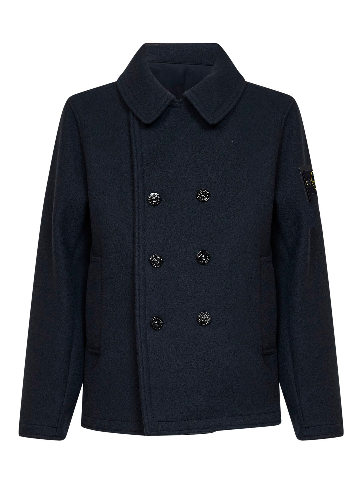 Blue Heavy Melton wool double-breasted coat