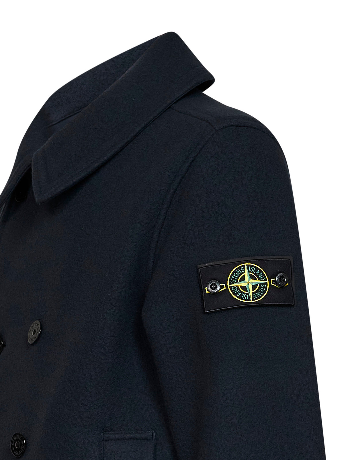 Blue Heavy Melton wool double-breasted coat