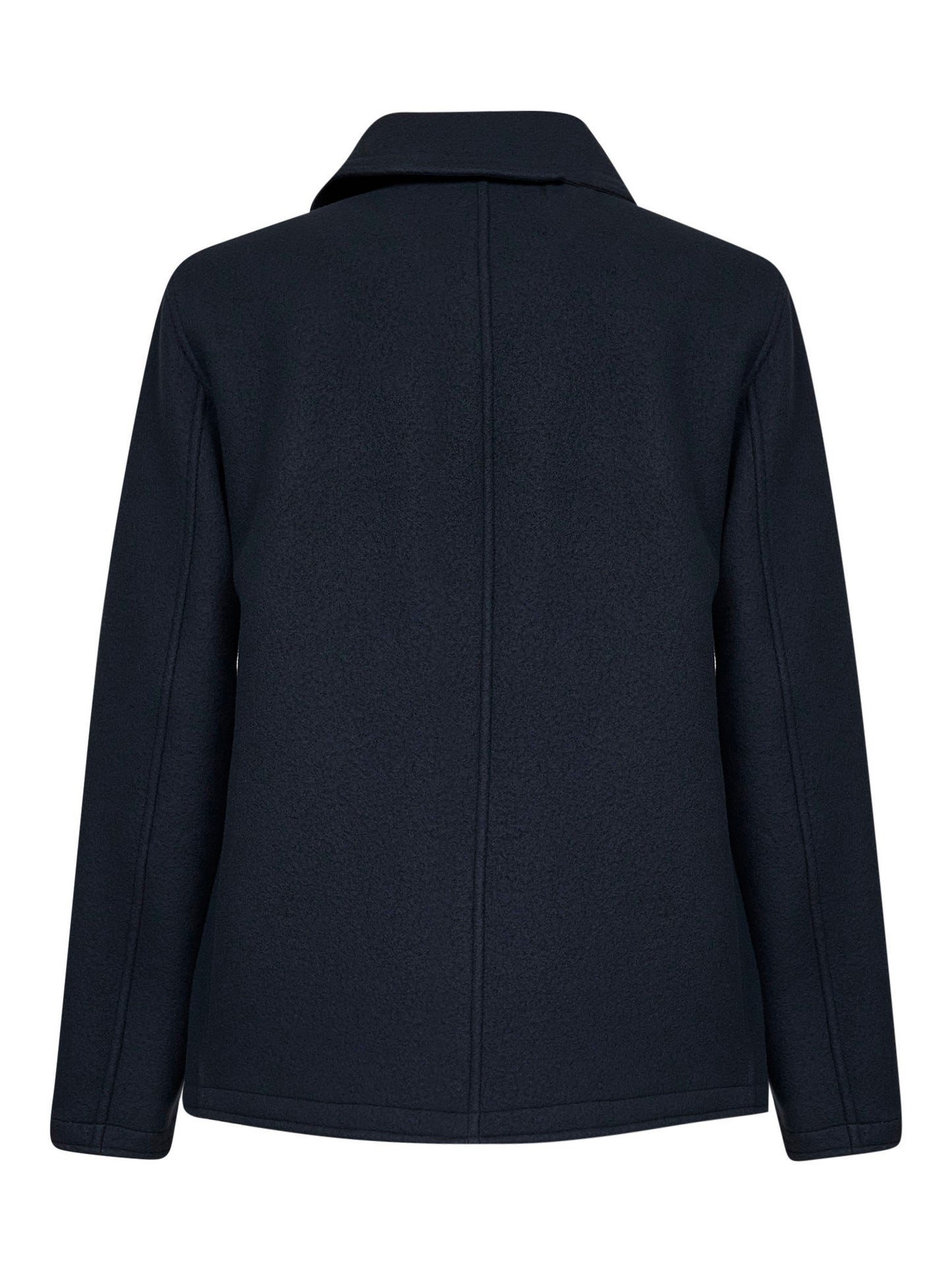 Blue Heavy Melton wool double-breasted coat