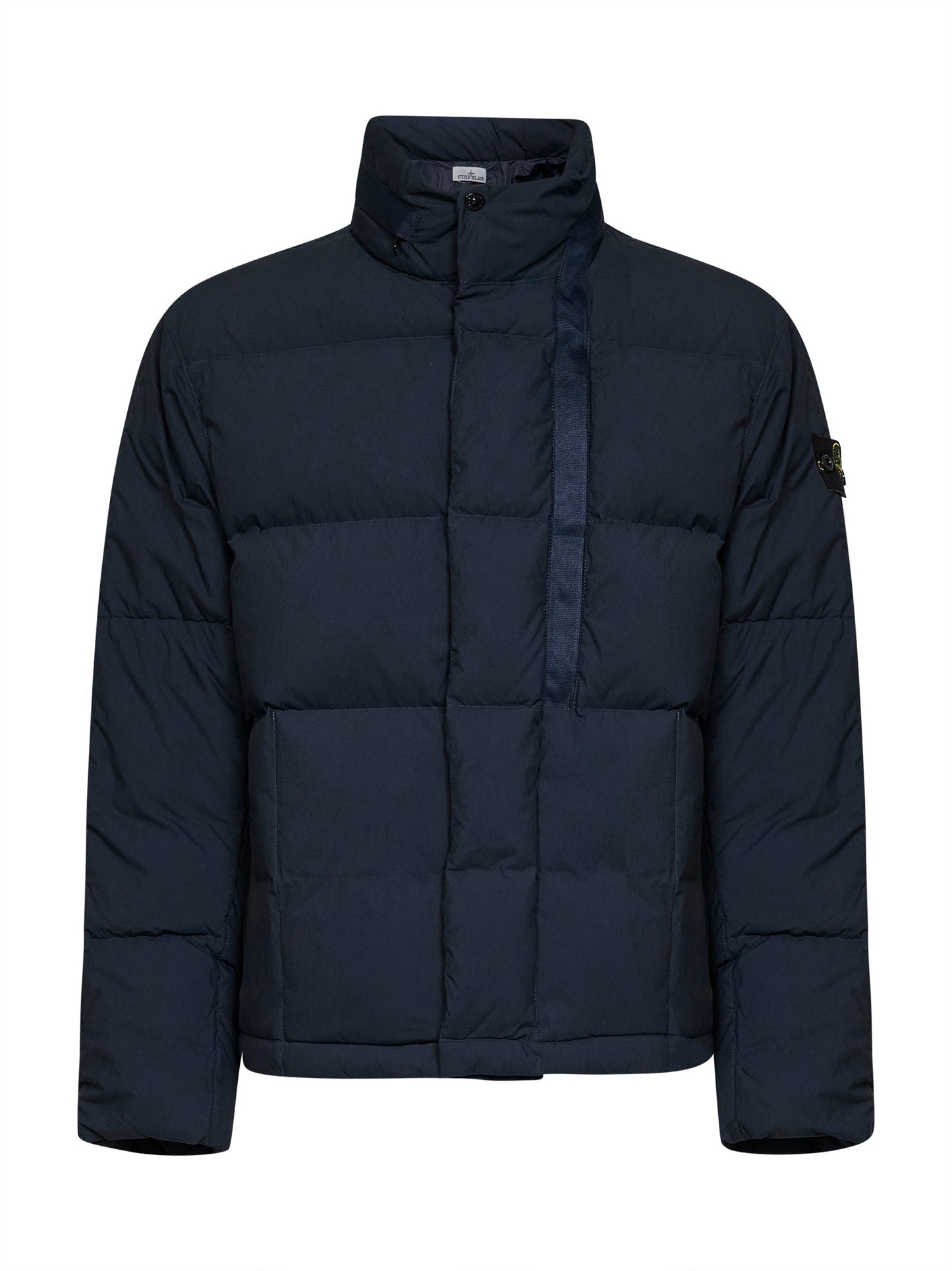 Piumino con cappuccio in Cotton Nylon Tela blu