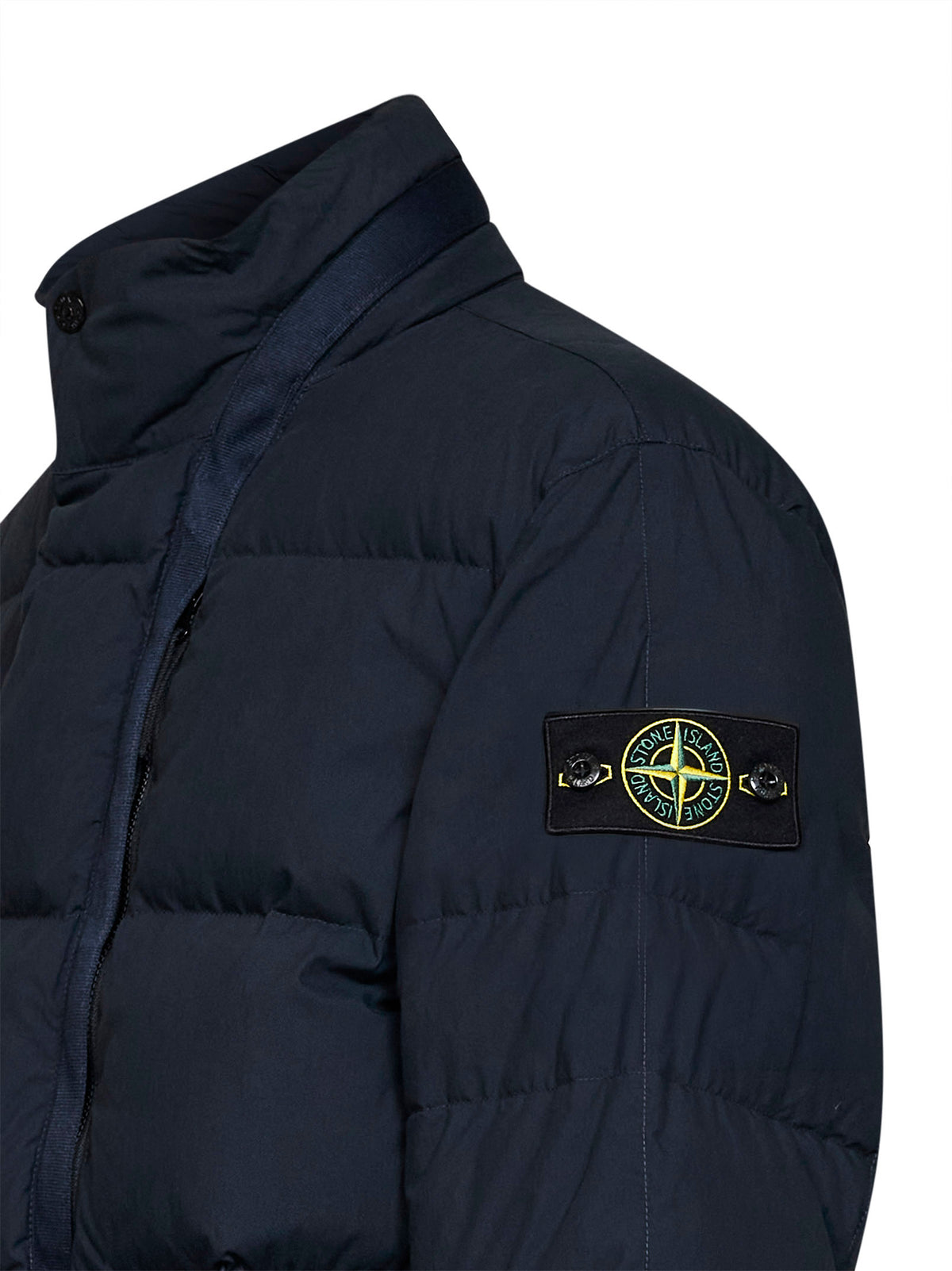 Piumino con cappuccio in Cotton Nylon Tela blu