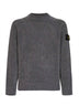 Mélange grey cotton chenille crewneck sweater