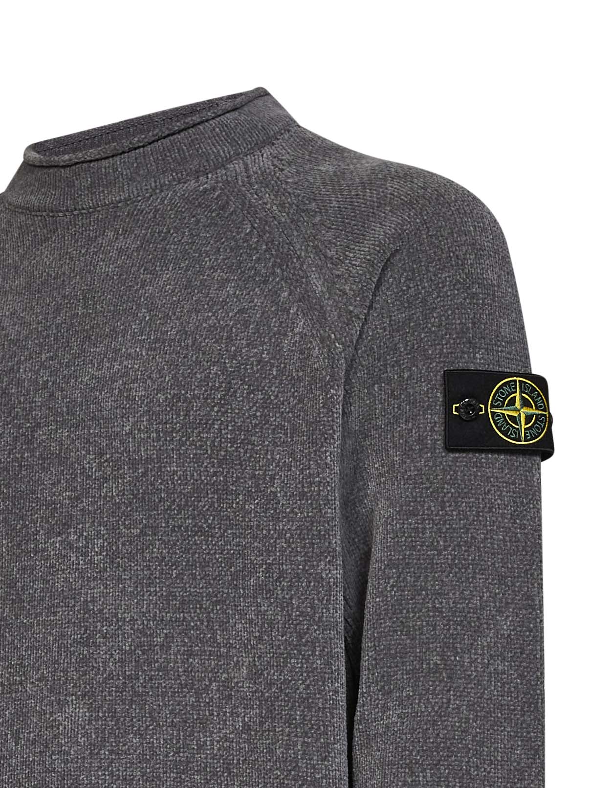 Mélange grey cotton chenille crewneck sweater