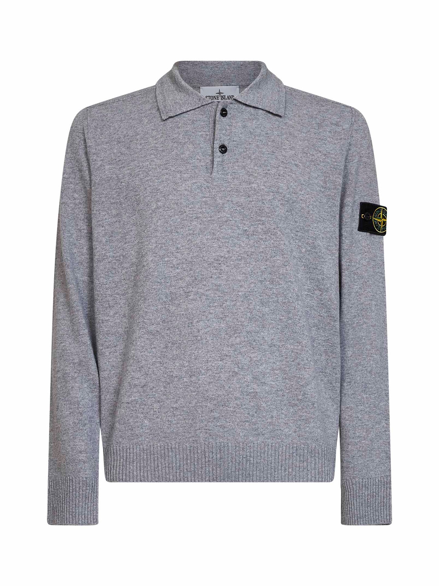 Melange grey lightweight RWS Geelong wool polo shirt
