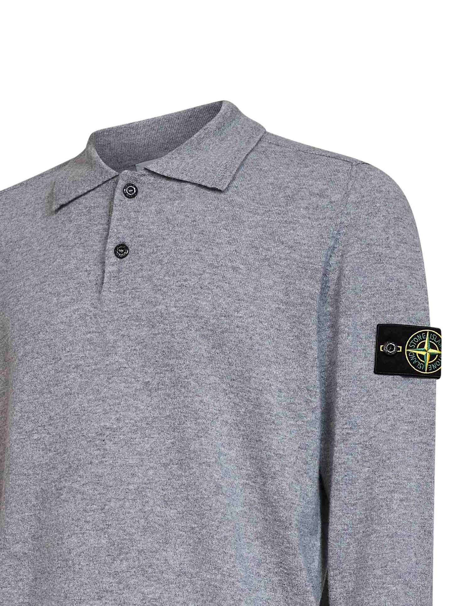 Melange grey lightweight RWS Geelong wool polo shirt
