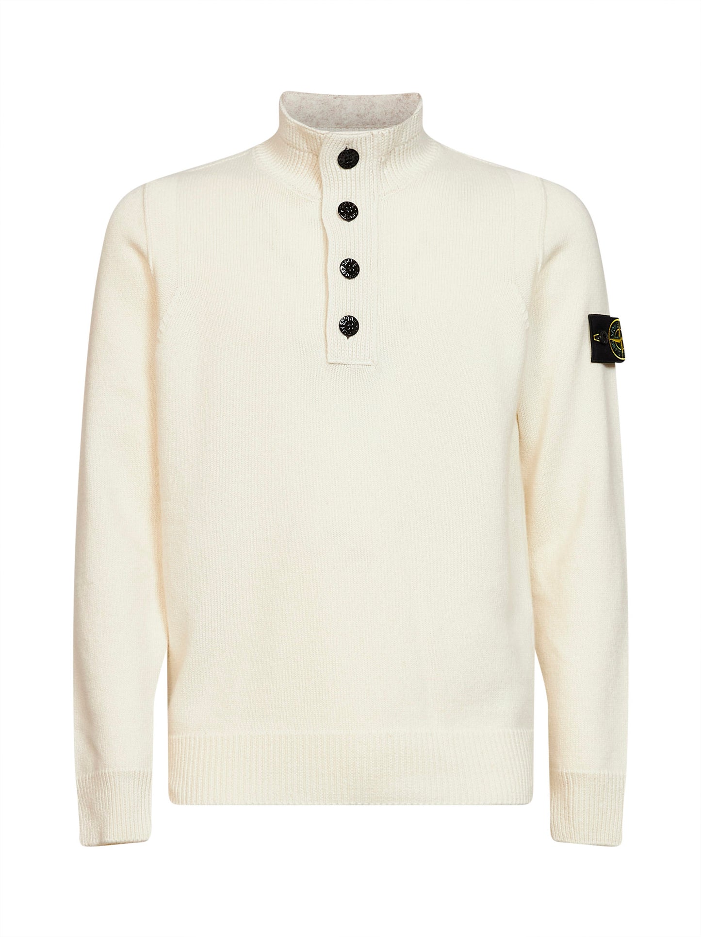 Maglione con zip in lana d'agnello avorio