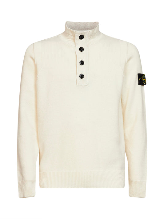 Ivory lambswool zip-up sweater