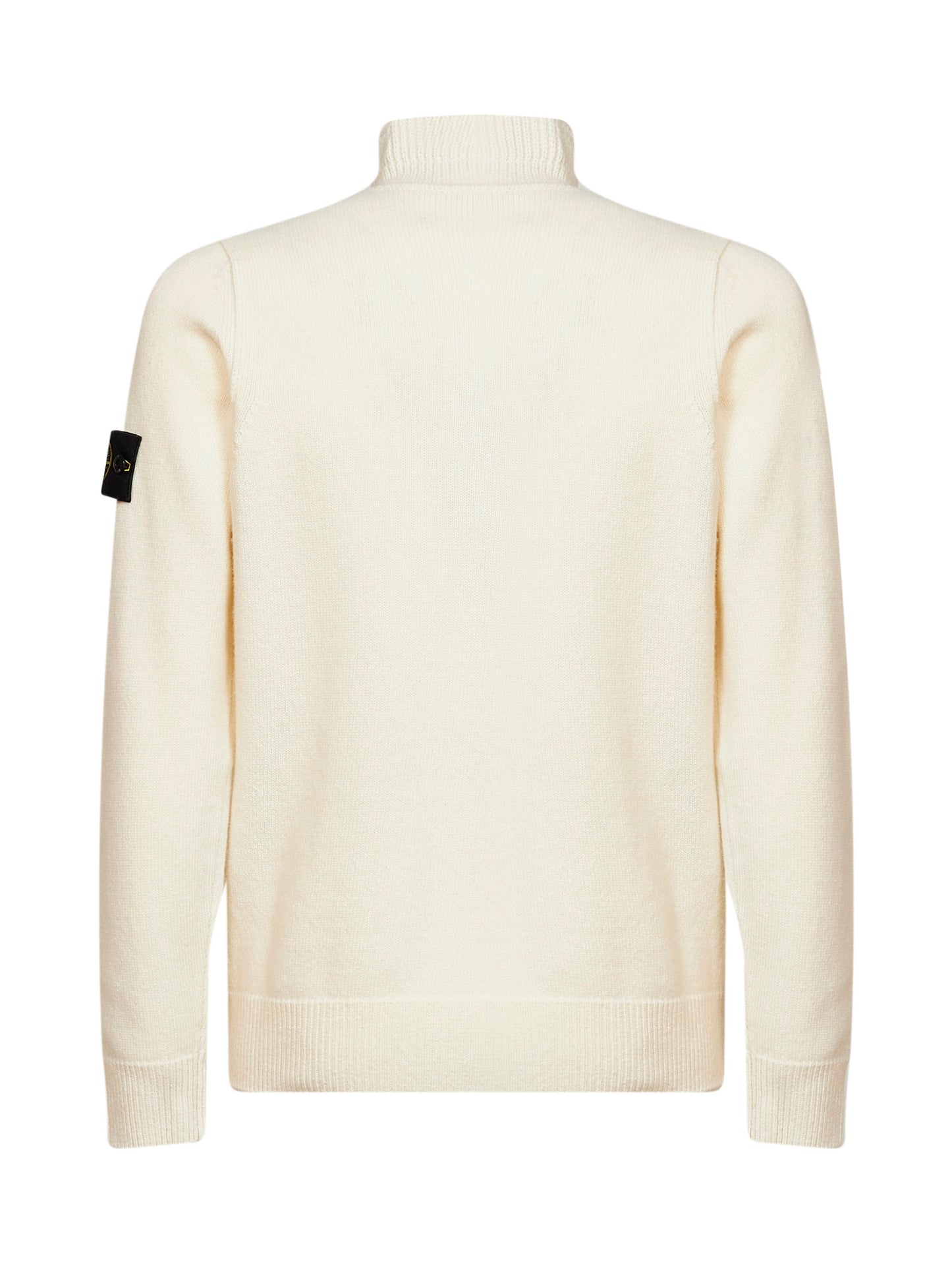 Maglione con zip in lana d'agnello avorio