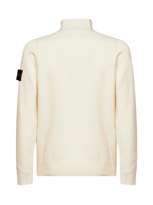 Ivory lambswool zip-up sweater