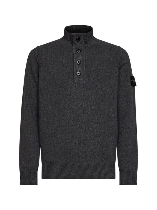 Melange lead lambswool zip-up sweater