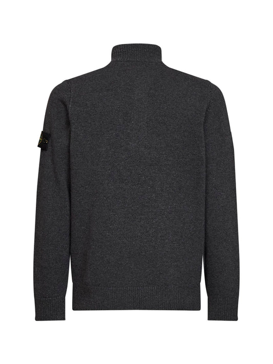 Melange lead lambswool zip-up sweater