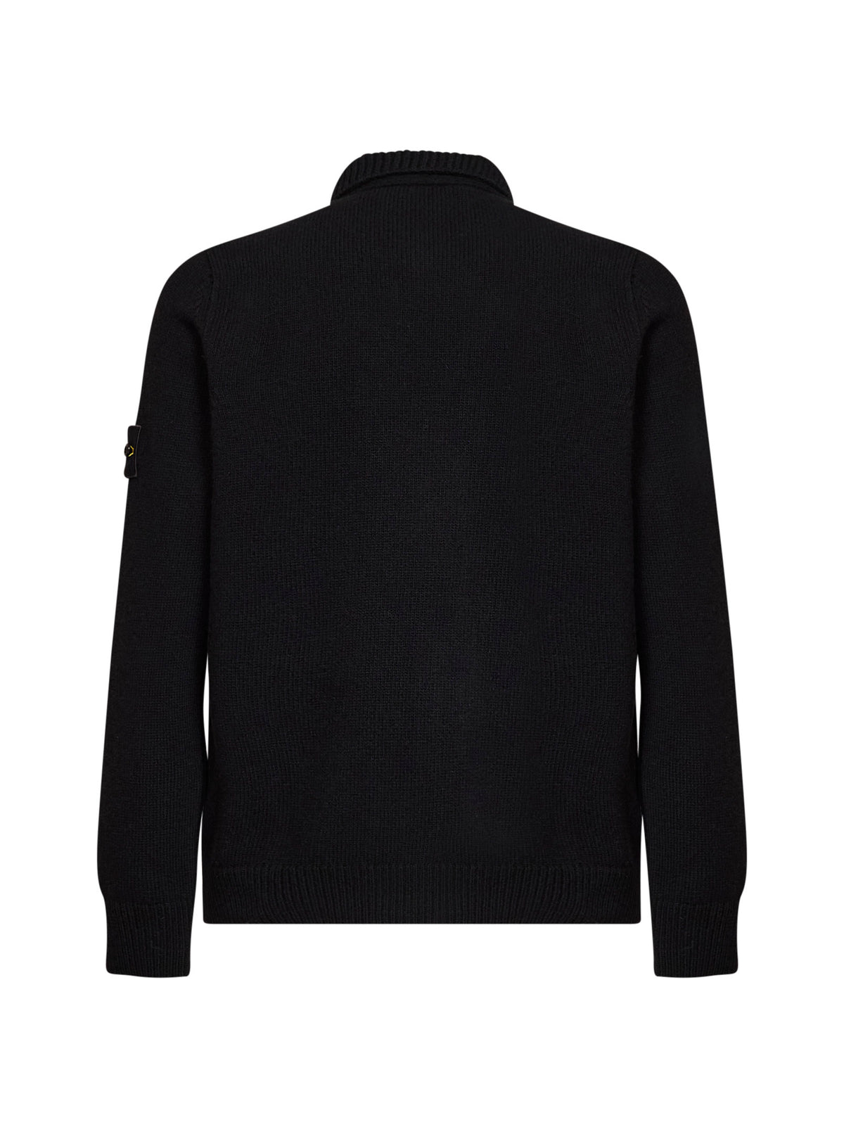 Cardigan con zip e bottoni in lana d'agnello nera