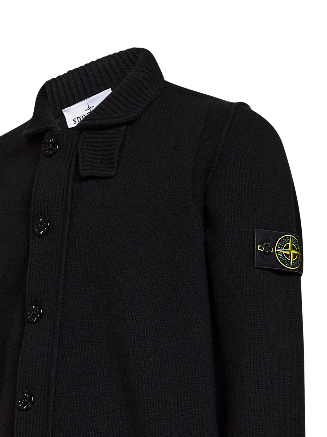 Cardigan con zip e bottoni in lana d'agnello nera