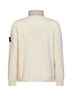 Cardigan con zip e bottoni in lana d'agnello avorio
